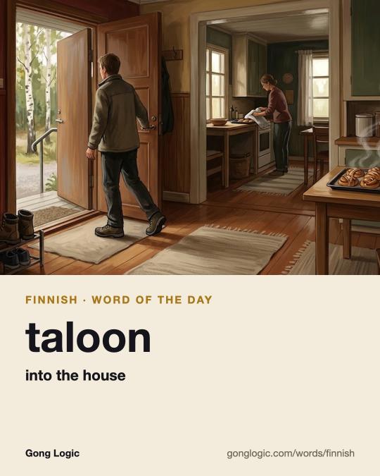 The Finnish word taloon, illustrated
