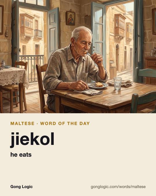 The Maltese word jiekol, illustrated