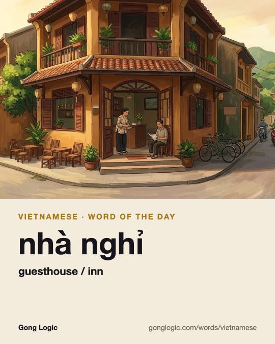 The Vietnamese word nhà nghỉ, illustrated