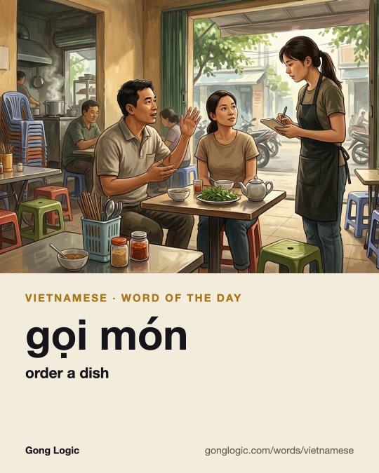The Vietnamese word gọi món, illustrated