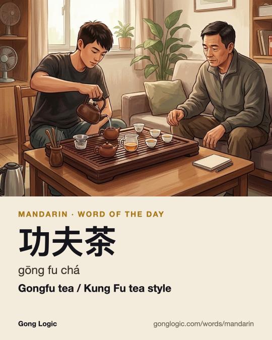 The Mandarin word 功夫茶, illustrated
